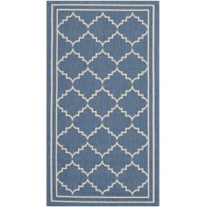 Enrejado azul/neutral alfombra 120 x 170