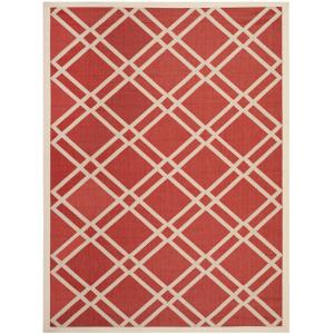 Enrejado rojo/neutral alfombra 120 x 170