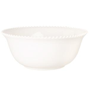 Ensaladera de loza blanca con borde perlado