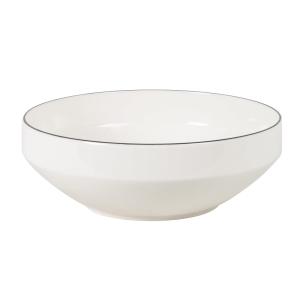 Ensaladera de porcelana blanca con borde negro