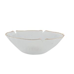 Ensaladera floral en vidrio con bordes dorados 25cm