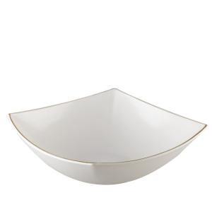Ensaladera rectangular borde dorado