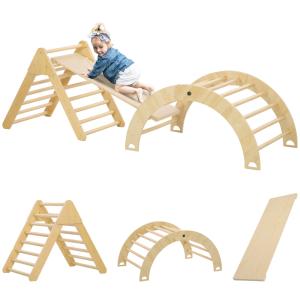 Escalador para niños 219x72.5x68.5 cm madera natural