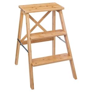 Escalera de bambú marrón 50x43,5x63,5cm