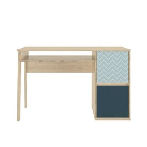 Escritorio 1 balda 2 puertas - beige y azul