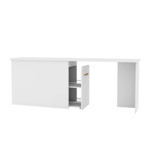 Escritorio con zapatero 90 blanco cuero 76,5x202x45