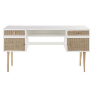 Escritorio de 2 puertas y 2 cajones de trenzado de ratán