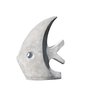 Escultura contemporánea pez 78 cm gris