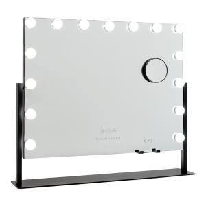 Espejo 15 luces led regulable metal 64x54,5x12cm negro