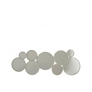 Espejo 9 círculos metal plata alt. 31 cm