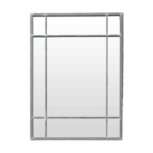 Espejo Art Déco de metal acabado zinc 97 x 67 cm