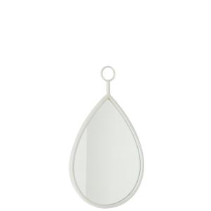 Espejo colgante con borde de metal blanco 30,5x53,5 cm