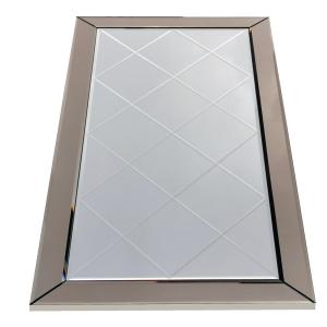 Espejo con borde de madera plata 65x130x2,2 cm