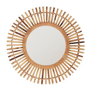 Espejo de bambú en color marrón de 67x5x67cm