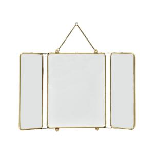 Espejo de barbero de 3 caras de latón dorado 87x55,5 cm