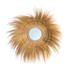 Espejo de fibra vegetal en marrón 90x90x22 cm