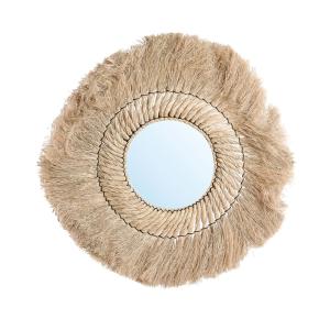 Espejo de fibra vegetal en marrón 90x90x4 cm