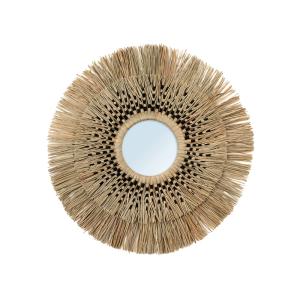 Espejo de fibra vegetal en marrón y negro 70x5x70 cm