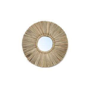 Espejo de fibra vegetal y vidrio en marrón 35x35x5 cm