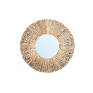 Espejo de fibra vegetal y vidrio en marrón 50x50x5 cm
