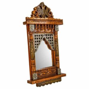 Espejo de madera acabado artesanal Marrón 31x71x7h cm