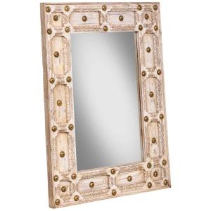 Espejo de madera artesanal marrón, 80x4x107h cm