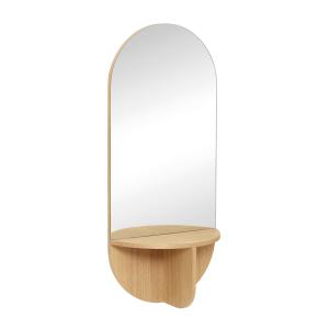 Espejo de madera beige con estante