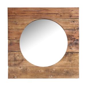Espejo de madera de mahogany en color marrón de 60x3x60cm