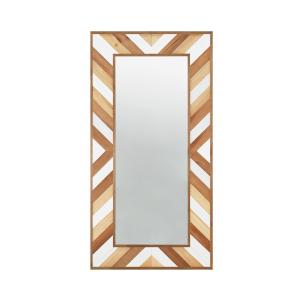 Espejo de madera maciza en tono envejecido, natural y blanc…