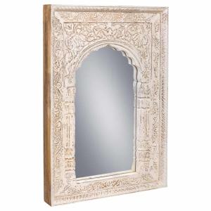 Espejo de madera y cristal blanco 60x6x87