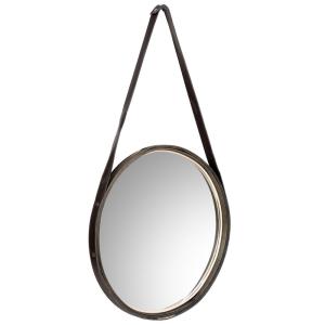 Espejo de madera y cuerda de polipiel  marrón, D41x2,5h cm