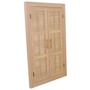 Espejo de MDF y rejilla marrón 73.5x5x118
