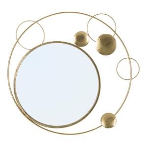 Espejo de pared con aros de metal dorado cm 90x3x83