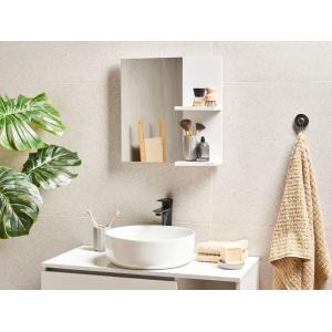 Espejo de pared con estante de derivado de madera blanco 45…