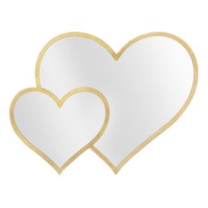 Espejo de pared corazones de metal dorado cm 65x2x50