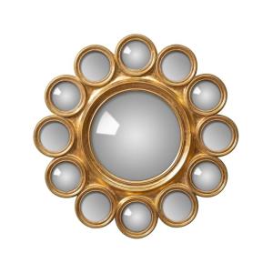 Espejo de pared de resina dorada