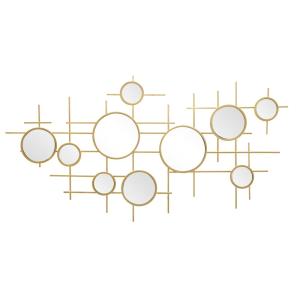 Espejo de pared geométrico de metal dorado cm 117x4,5x61