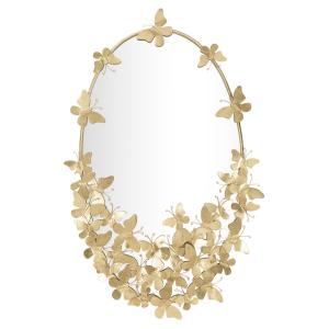 Espejo de pared ovalado con mariposas en metal dorado cm 59…