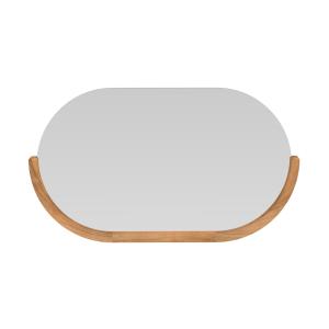Espejo de pared ovalado para baño de madera de teca