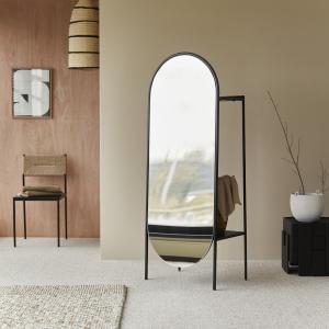 Espejo de pie de metal y madera maciza de mango de 165 cm x…