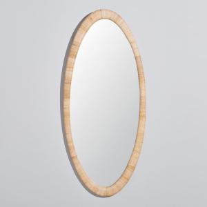 Espejo de pie ovalado, ratán trenzado, 70x159 cm