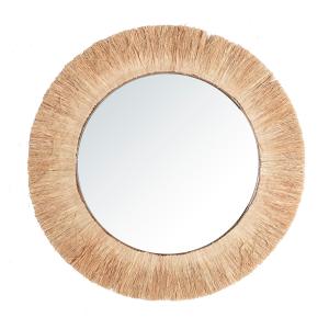 Espejo, de rafia, en color marrón, de 60x3x60cm