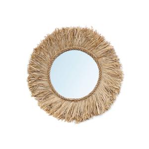 Espejo de rafia en marrón 60x60x4 cm