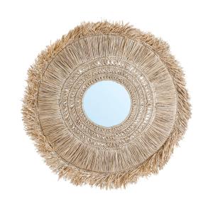 Espejo de rafia en marrón 70x4x70 cm