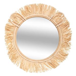 Espejo de ratán en beige 38x38cm