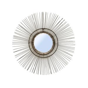 Espejo de ratán en color negro 90x90x4cm