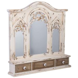 Espejo de tocador de madera con 3 cajones blanco 90x17.5x84…