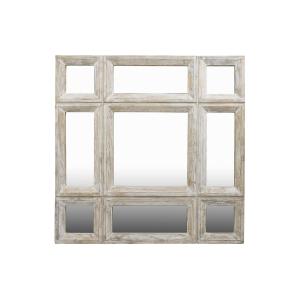 Espejo decorativo de vidrio beige y blanco 60x60