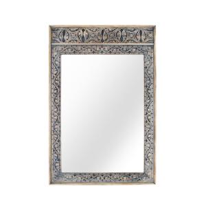 Espejo enmarcado con madera de mango maciza tallada a mano