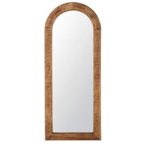 Espejo grande arqueado de madera de mango tallada 65x160 cm